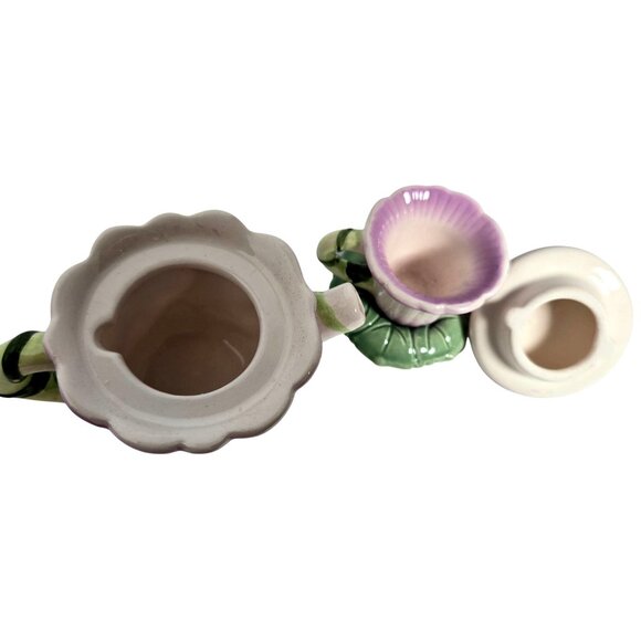 Vintage Russ Berrie Tea Tyme Lavender Mini Teapot with Cup and Saucer Butterfly - Picture 5 of 8